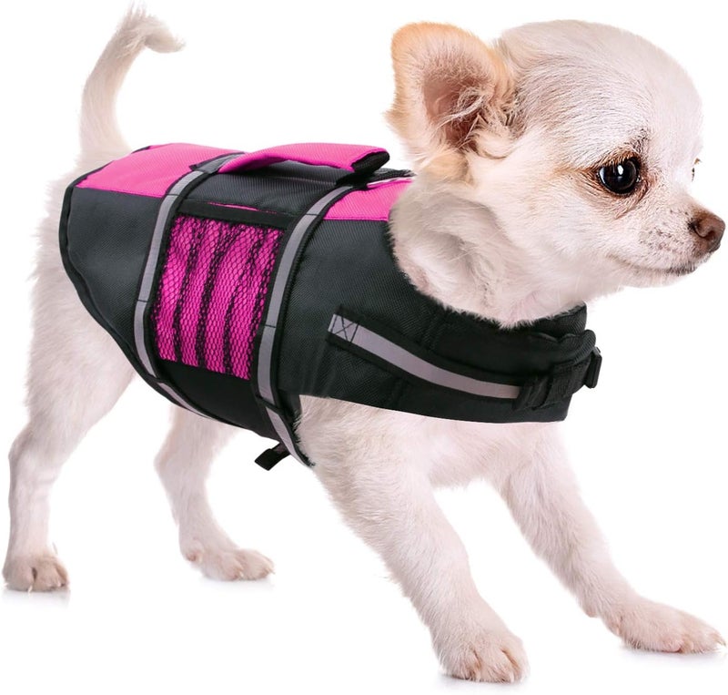Queenmore Small Dog Life Jacket, Adjustable Pet Life Vest for Small and Medium Dogs with High Buoyancy, Rescue Handle, Reflective Bands for Boating, Canoeing, Swimming - Image 1